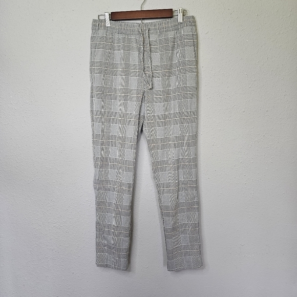 H&M Womens S‎ Small Plaid Trouser Pullon Dress Pants Elastic Waist Comfy Career - Picture 1 of 12
